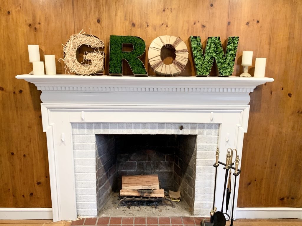 GROW wall above fireplace