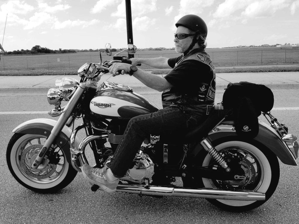 VLACS instructor on motorcycle