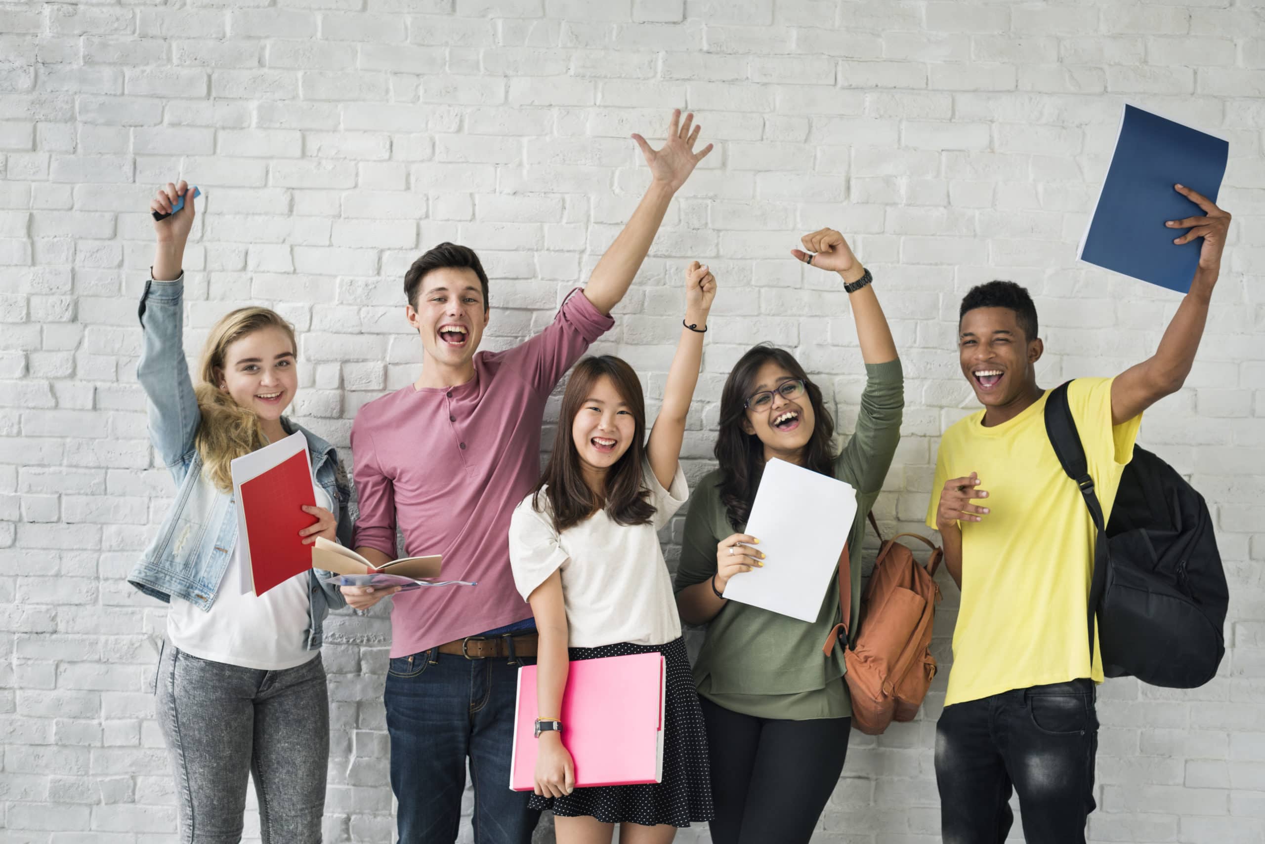 students celebrate their success